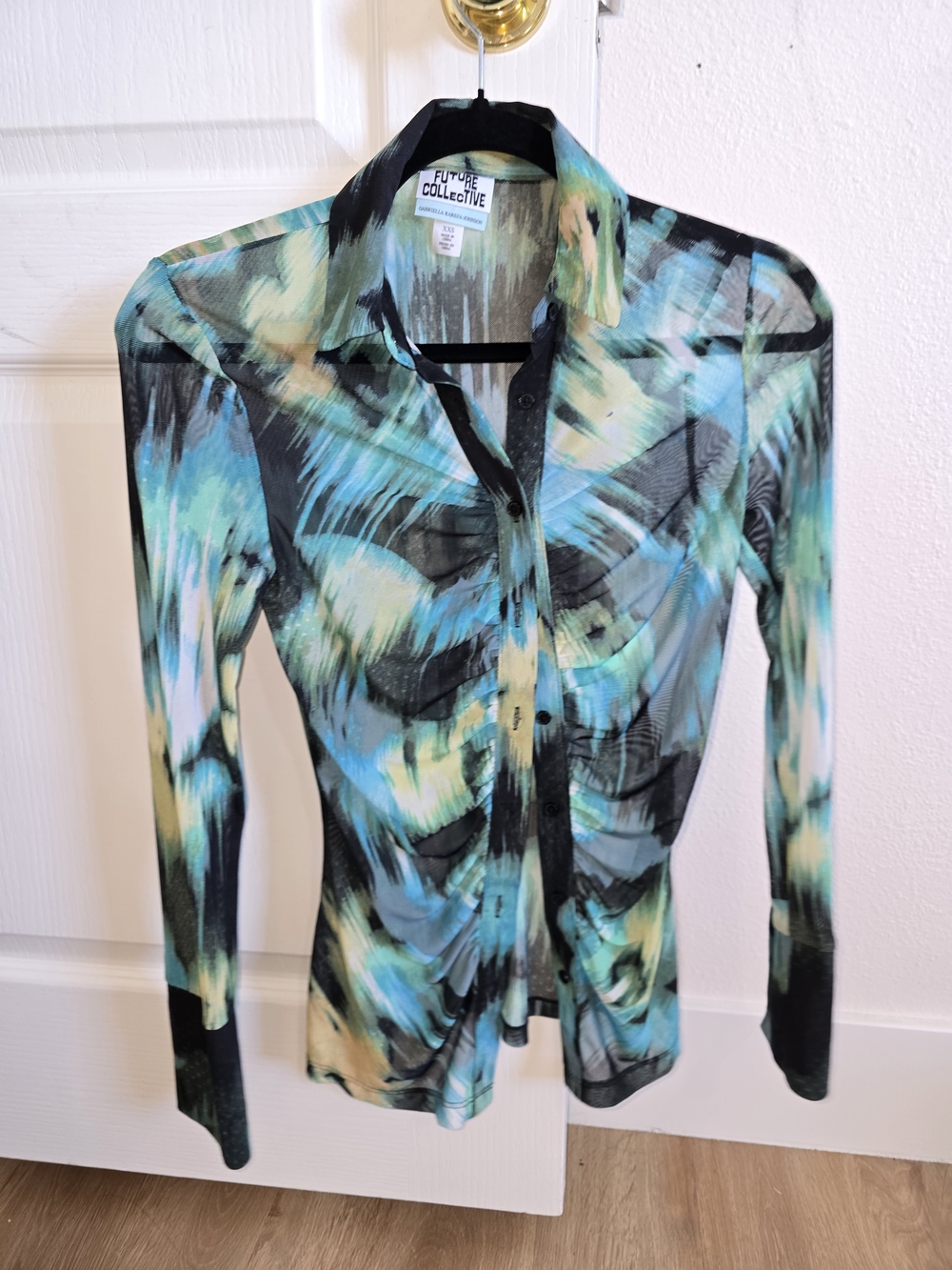 Women's Multi-Color Button-Up Sheer Top